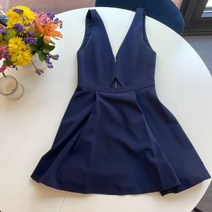 Alice + Olivia Blue Nwot Nina Fit & Flare Cut Out Mesh Navy Mini Cocktail Dress